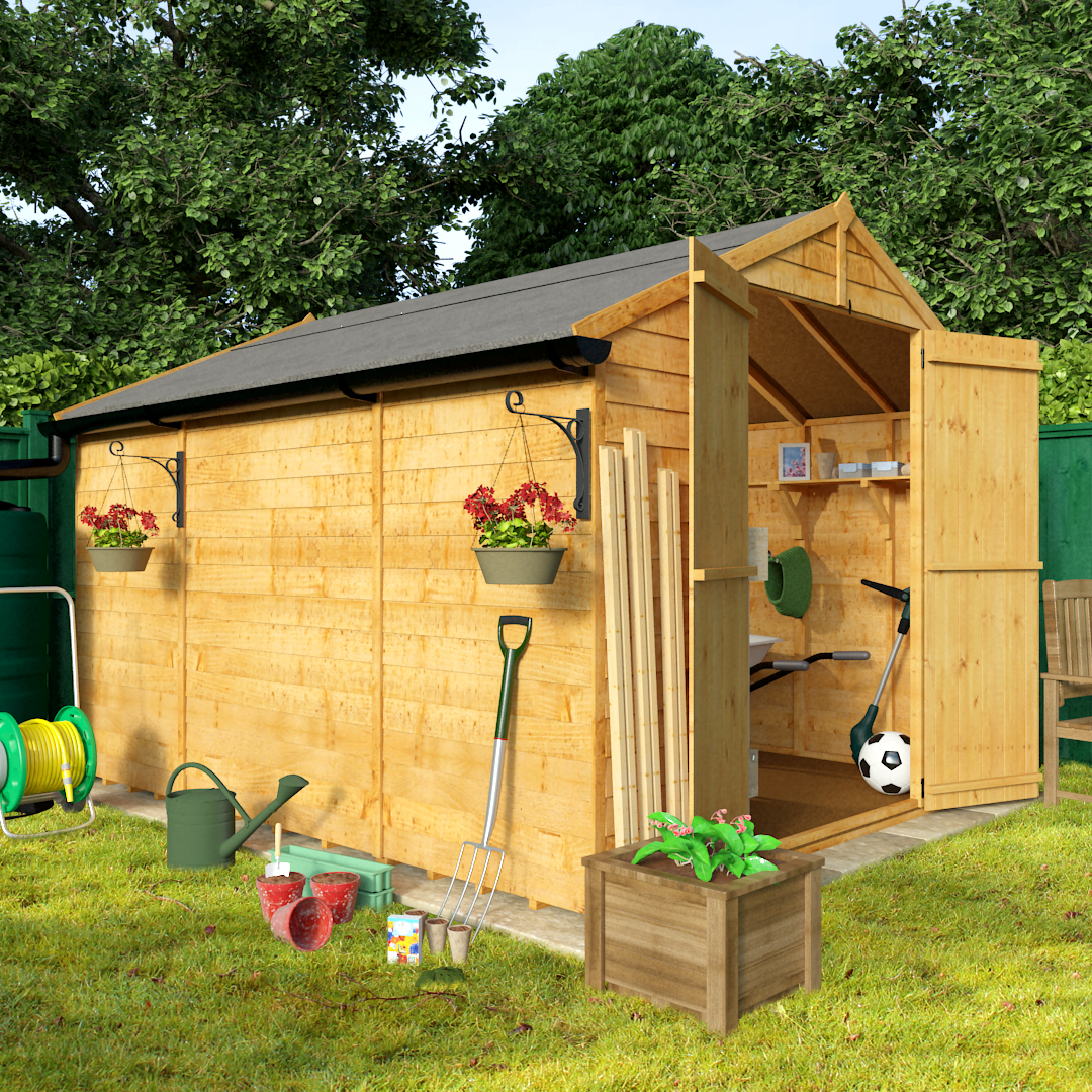 10 x 8 Windowed Economy Overlap Apex Garden Shed 30 Range - BillyOh