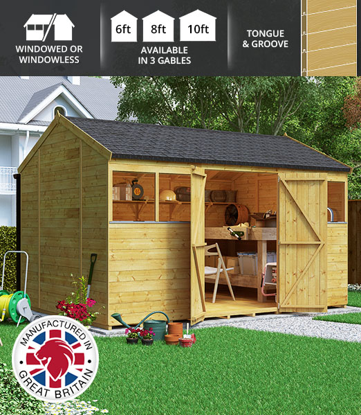 BillyOh Expert Tongue and Groove Reverse Apex Workshop - Wooden Sheds 