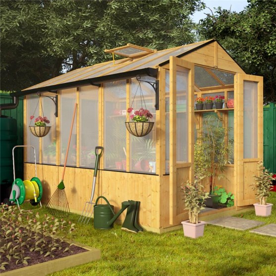 BillyOh 4000 Lincoln Wooden Polycarbonate Greenhouse with Opening Roof ...