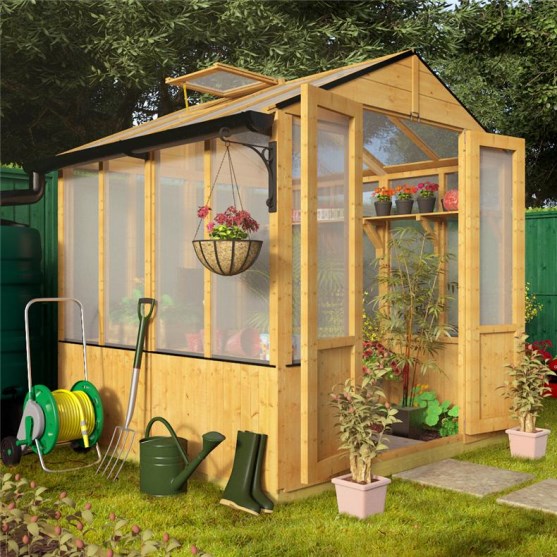 BillyOh 4000 Lincoln Wooden Polycarbonate Greenhouse with Opening Roof ...