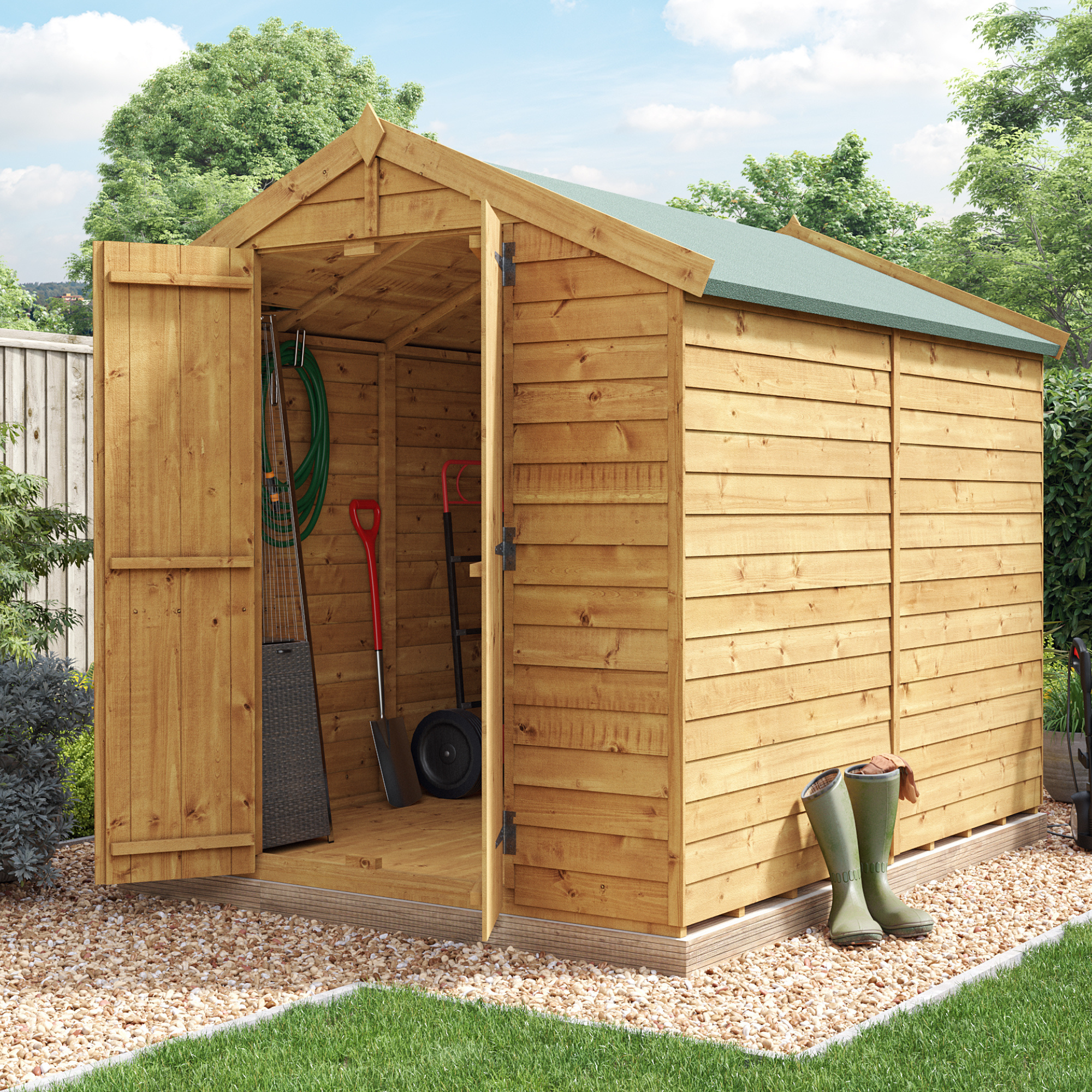 8 x 6 Shed - BillyOh Keeper Overlap Apex Wooden Shed - Windowless 8x6ft Garden Shed