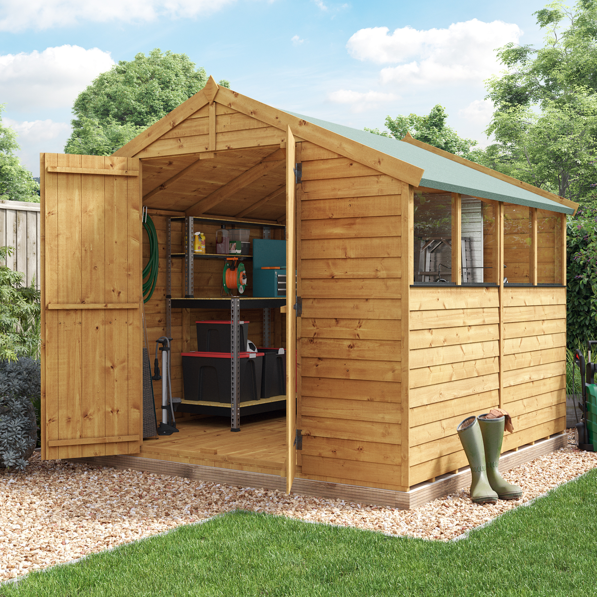 8 x 8 Shed - BillyOh Keeper Overlap Apex Wooden Shed - Windowed 8x8ft Garden Shed