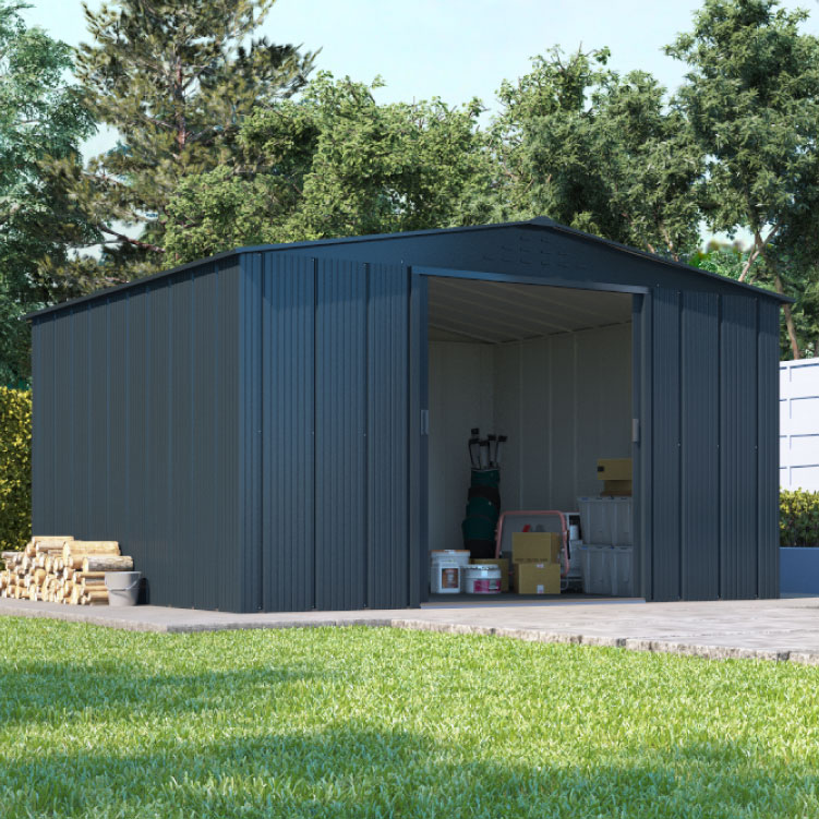BillyOh Partner Top Shed Apex Roof Metal Shed - 8x10 Apex Anthracite