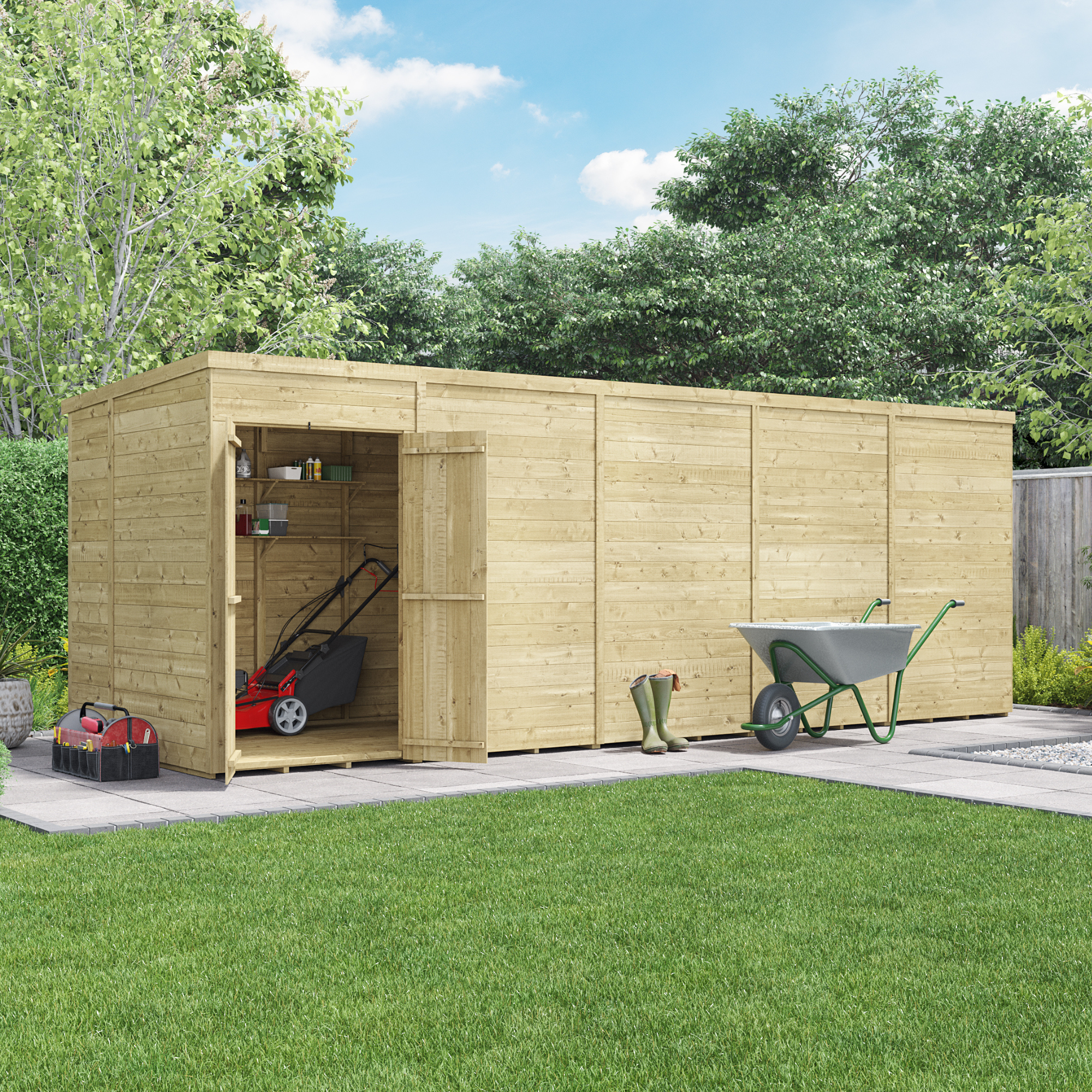 BillyOh Switch Tongue and Groove Pent Wooden Shed - 20x6 Windowless Garden Shed