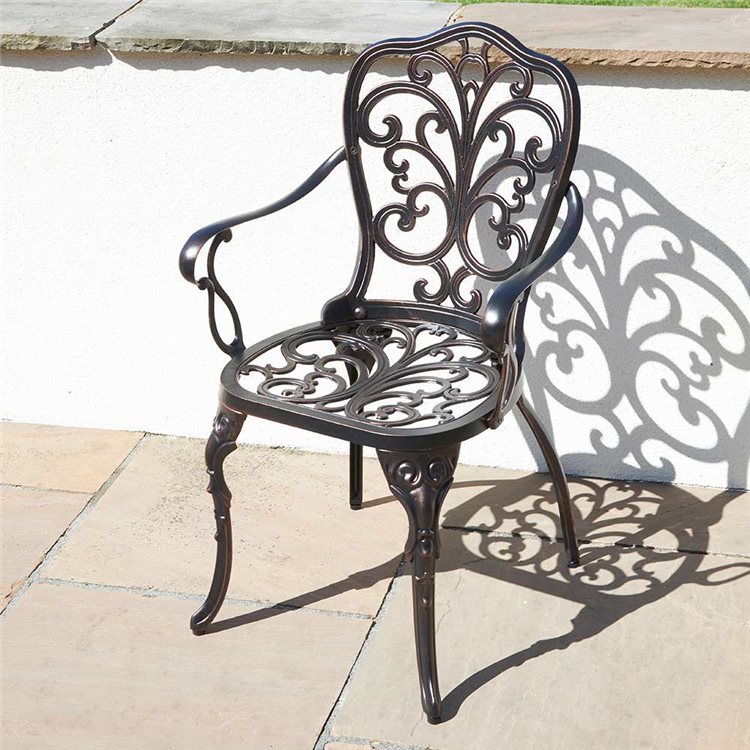 Click to view product details and reviews for Cast Aluminium Arm Chair Cast Aluminium Table Round With 4 Chairs.