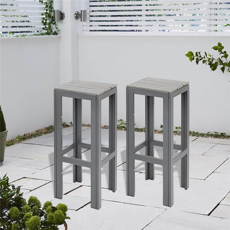 Pair Of Grey Polywood Outdoor Bar Stools Pair Of Grey Polywood Outdoor Bar Stools