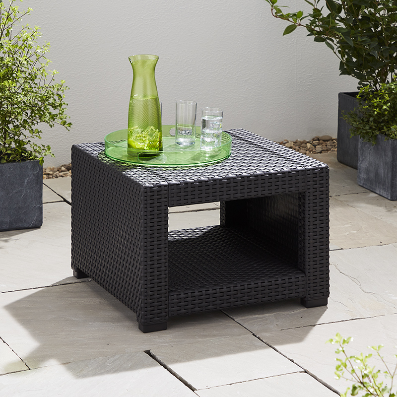 Click to view product details and reviews for Rattan Effect Square Side Table Rattan Square Side Table Graphite.