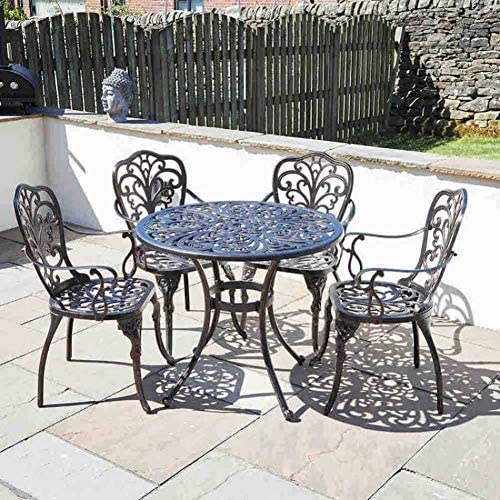 Click to view product details and reviews for Cast Aluminium Round Dining Table Set With 4 Armchairs 4 Seater.